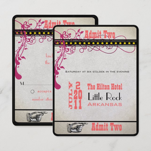 Convite RSVP de Tíquete de Playbill (Frente/Verso)