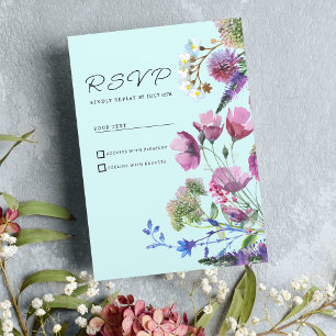 Convite RSVP de Verão de Flor Selvagem Roxo-Rosa