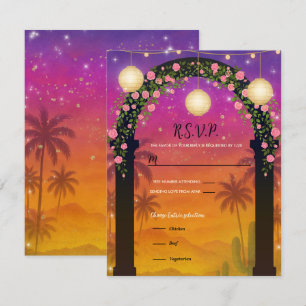 Convite RSVP do Arco Floral Hacienda Sunset para 15ª Quinc