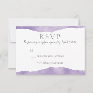 Convite RSVP do casamento da aguarela da lavanda