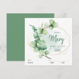 Convite RSVP do Chá de panela Eucalyptus Greenery com