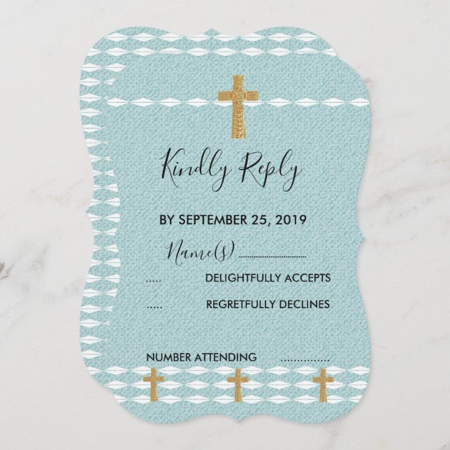 Convite RSVP do Cristo Cruz de Jesus Luz (Frente/Verso)