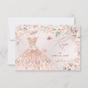 Convite RSVP do Glitter Glitter Sweet 16 do Rosa PixDezine