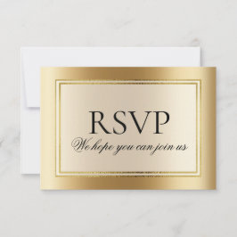 Convite RSVP do Site de Casamento Dourado Elegante