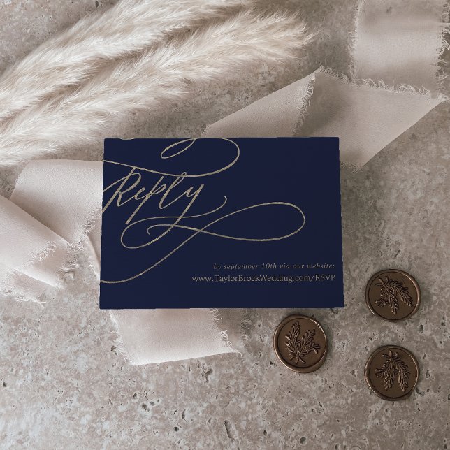 Convite RSVP do Site de Casamento Imprimível do Dourado Ma (Criador carregado)