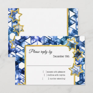 Convite RSVP Dourado Azul na Estrela