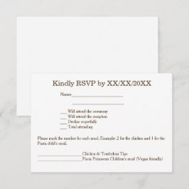 Convite RSVP e placa de menu personalizados