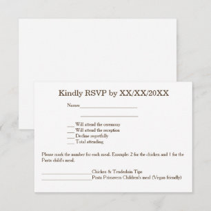 Convite RSVP e placa de menu personalizados
