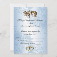 RSVP elegante casamento de cetim azul