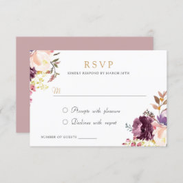 Convite RSVP Elegante de Lavanda Púrpura de Aquarela Flora