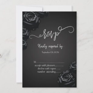 Convite RSVP Elegantes Rosas Pretas Góticas