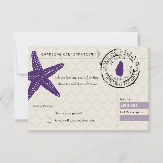 Convite RSVP Embarcar Passagem para Ruas. Lúcia (Frente)