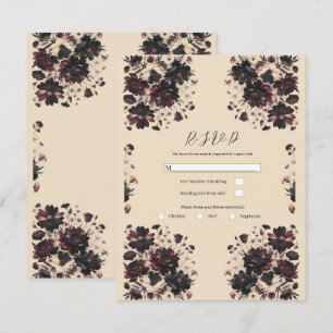 Convite RSVP Floral Beige Creme Vintage Chic Shabby Moody