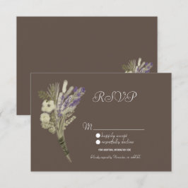 Convite RSVP Floral Botânica Rústica Lavanda Aquarela