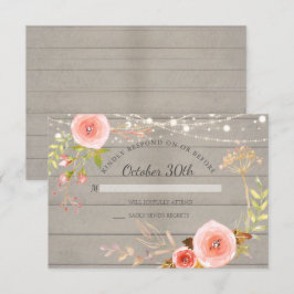 Convite RSVP Floral Botânico de Madeira Rústica