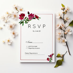 Convite RSVP floral cor-de-rosa botianado verde-burgundy