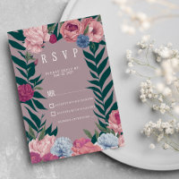RSVP floral cor-de-rosa verde-escuro do país