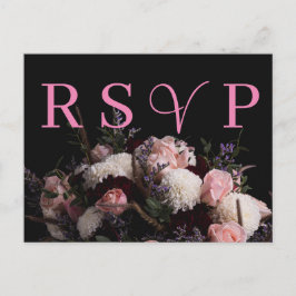 Convite RSVP Floral de Burgundy Vintage Escuro