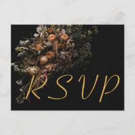 Convite RSVP Floral de Laranja Vintage Escuro