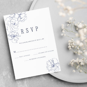 Convite RSVP floral de roxo preto simples