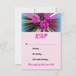 Convite RSVP Floral Rosa Moderno com Listras