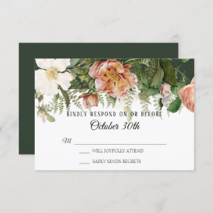 Convite RSVP Forest Blush Ivory Rosa Ferns