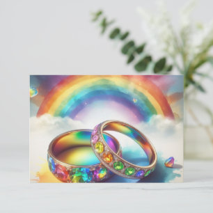Convite RSVP Gay lésbica Rainbow Rings RSVP