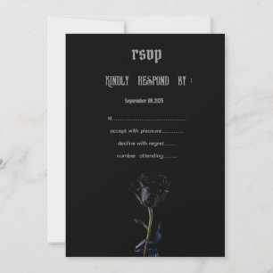 Convite RSVP Gótico de Rosas Pretos Simples