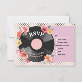 Convite RSVP Gravação de Música Casada Casamento Floral 19