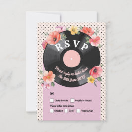 Convite RSVP Gravação de Música Casada Casamento Floral 19