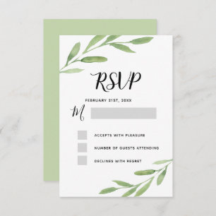 Convite RSVP Greenery Rustic Simple Elegant Watercolor