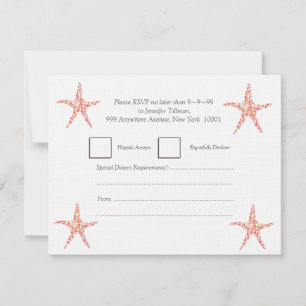 Convite RSVP Honeysuckle Peach Starfish Beach Invite