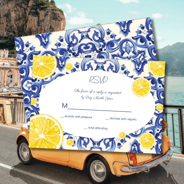 Convite RSVP Limão La Dolce vita Moderno (Criador carregado)