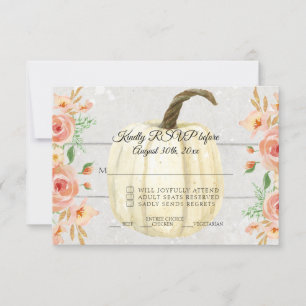 Convite RSVP — Madeira de Pumpkin Branca Floral Rustic Wat