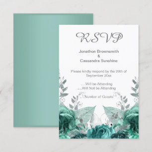 CONVITE RSVP METÁLICO FLORAL SIMPLES, ELEGANTE