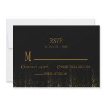 Rsvp Minimalista De Brilho Preto E Dourado Simples