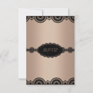 CONVITE RSVP MODERNO DE FESTA DE NOIVADO DE LACE GOLDBLACK