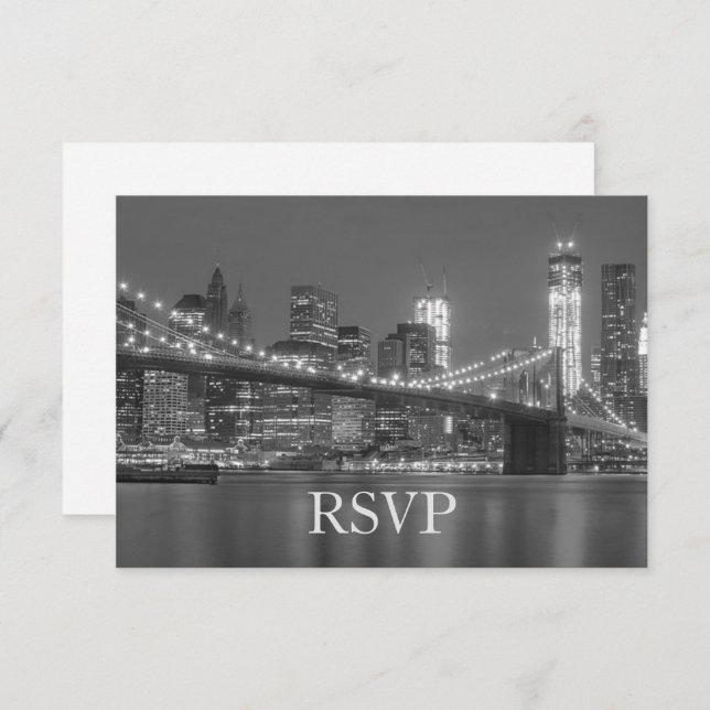 Convite RSVP - Panorama da Cidade de Nova York Casamento n (Frente/Verso)