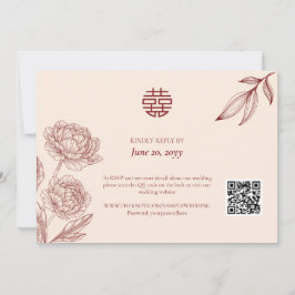 Convite RSVP para Casamento Chinês Floral Elegante