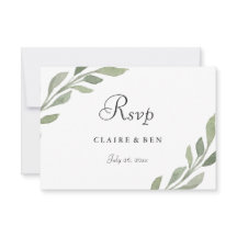 Convite RSVP para Casamento de Folha Elegante Gree
