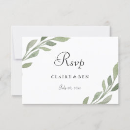 Convite RSVP para Casamento de Folha Elegante Gree