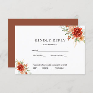 Convite RSVP para Casamento Floral Rustic Boho