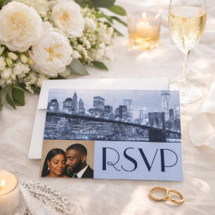 Convite RSVP para Casamento na Soft Blue Brooklyn Bridge