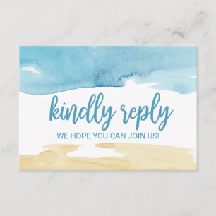 Convite RSVP para o Site de Casamento Watercolor Sand e Se