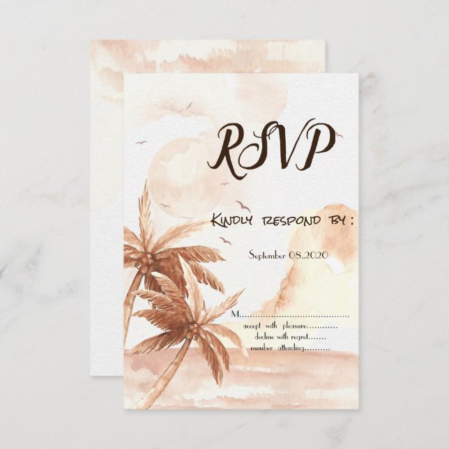 Convite RSVP para Palmas Tropicais Russas (Frente/Verso)