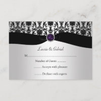 Convite RSVP para RSVP de Joias Roxosas Damask Rox