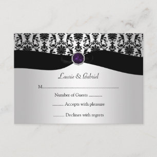 Convite RSVP para RSVP de Joias Roxosas Damask Rox