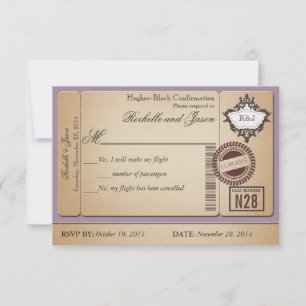 Convite RSVP Passagem Vintage