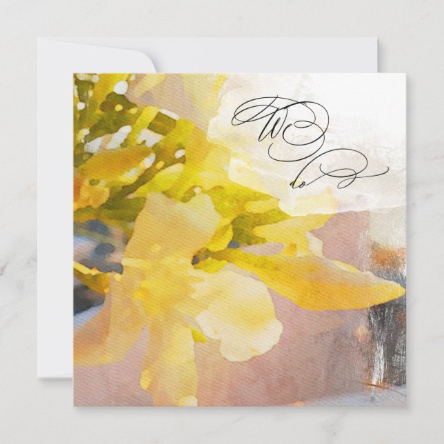 Convite *~* RSVP Peach Watercolor Floral AR15 QR WEDDING (Frente)