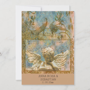 Convite *~ RSVP Peacock Vintage Victorian QR AR24 Casament